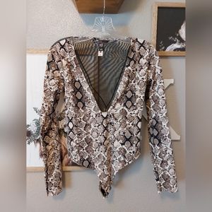NWT Long Sleeve Victoria's Secret Snake Skin Bodysuit